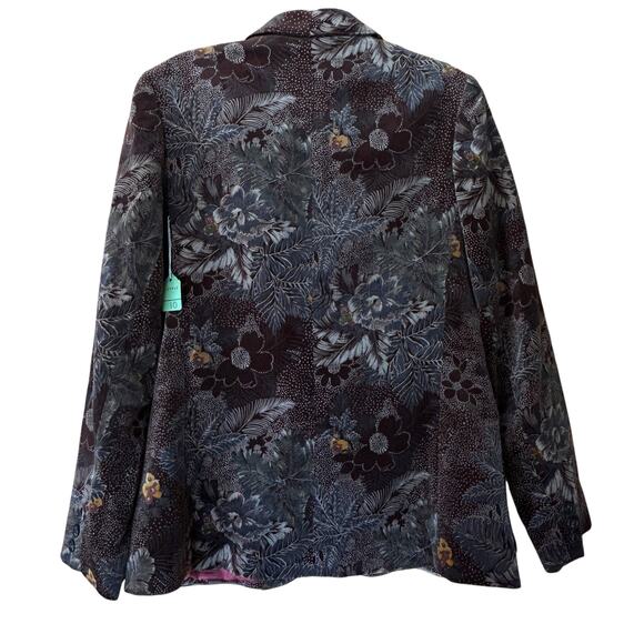 Vintage Chocolate Brown Velvet Floral Blazer Boho Whimsigoth Dark Academia - Picture 2 of 5